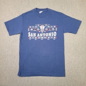 Vintage Soft Tee San Antonia T Shirt Mens Medium Blue‎ Short Sleeve Made in USA